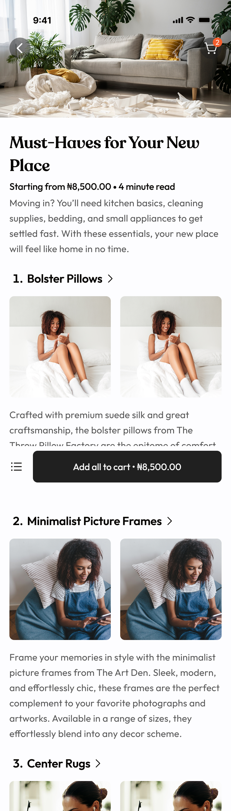 Good List — Must-Haves for Your New Place product list screen